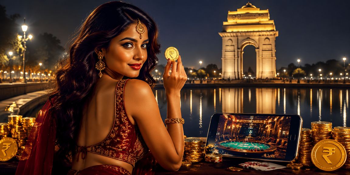 Mobile casino gaming in front of India Gate Delhi symbolizing responsible play